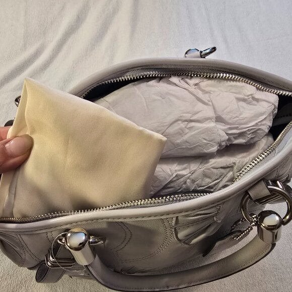 Coach 2011 NWT NEW Sophia Leather Gathered Taupe Satchel Shoulder Bag & Dust Bag - Picture 9 of 14